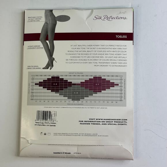 Hanes Silk Reflections Vintage Control Top Toeless PantyHose , Size CD Fair, New - Picture 3 of 5
